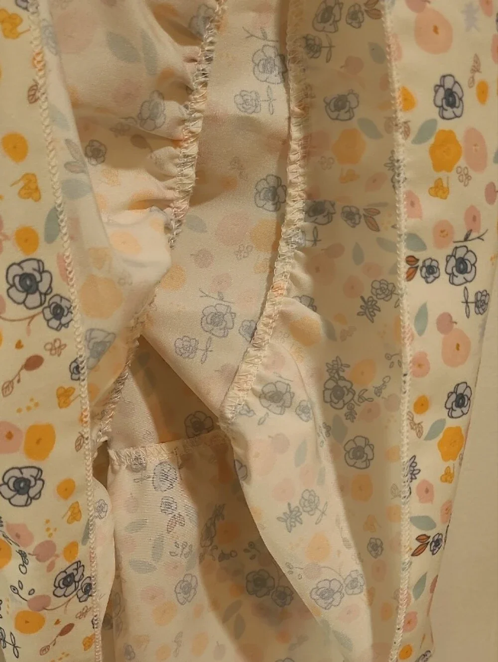 SHEIN Youth 8 Girls White Floral Smocked Casual Dress with Yellow & Blue Prints
